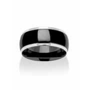 PalmBeach Jewelry Two-Tone Stainless Steel Wedding Band in Black or Gold Ion-Plated
